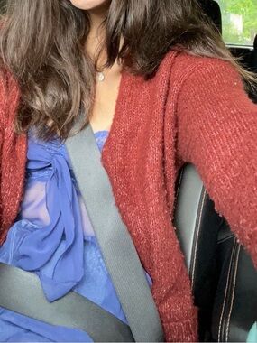 Abercrombie Womens Cardigan Size medium Soft Cozy Sweater Burgundy!